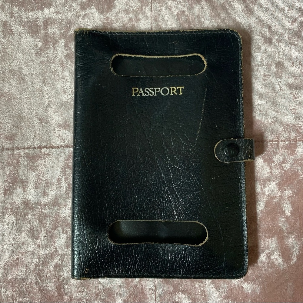 Vintage Black Leather Passport Case Made in England